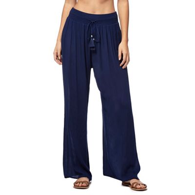 Navy crepe palazzo trousers